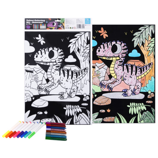 TookyToys- Velvet Colouring Kit - Dinosaur - Toy Cave